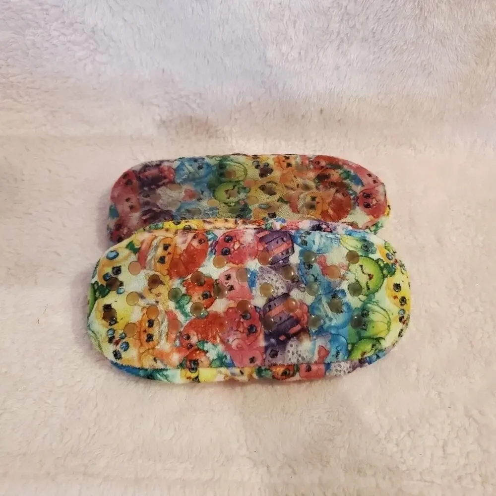 GIRLS fleece Slip on Shopkins Hello Kitty slippers 8/8.5